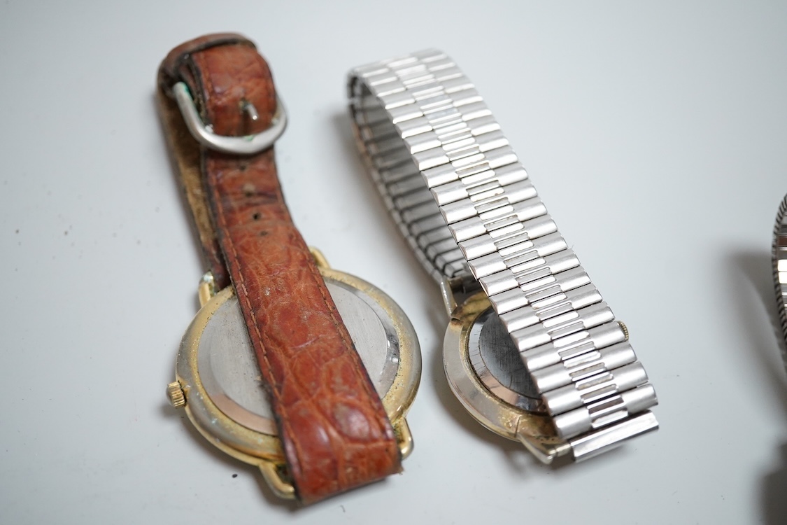 Eight assorted mainly gentleman's wrist watches, including a steel and gold plated Trident, Fero and over sized Citron.